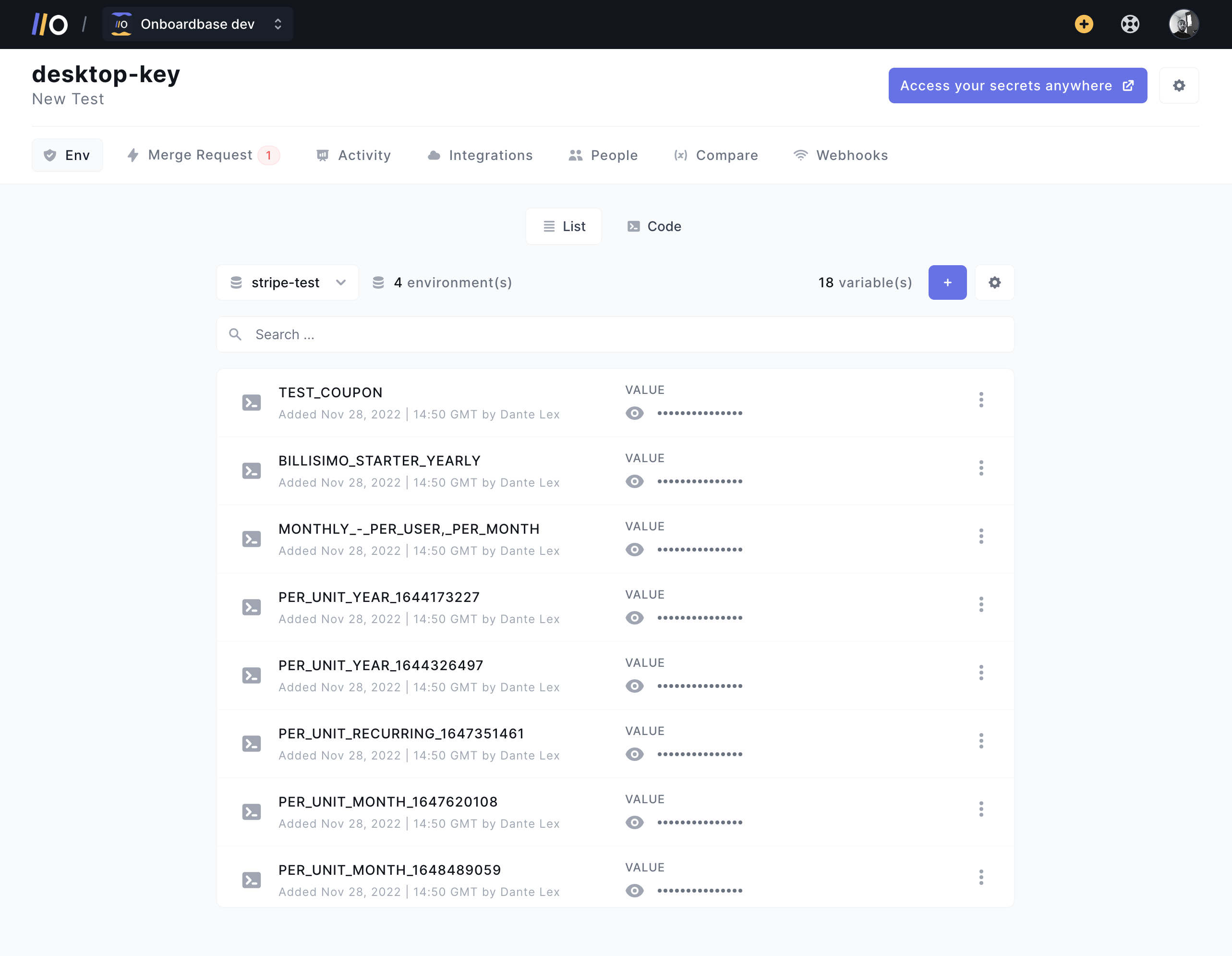 The Onboardbase web dashboard